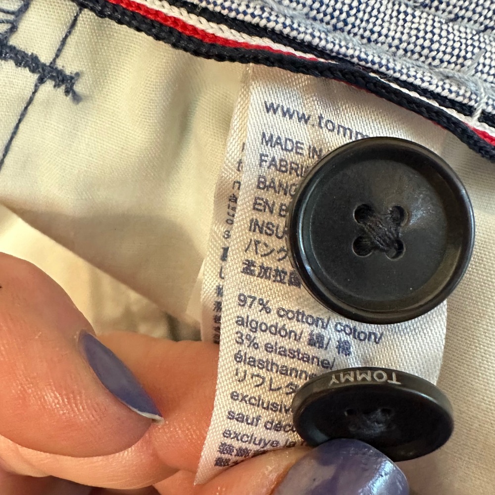 Tommy Hilfiger Chino Pants Mens 38x30 Blue Excellent Tropical Leaf Print Stretch - Picture 7 of 8